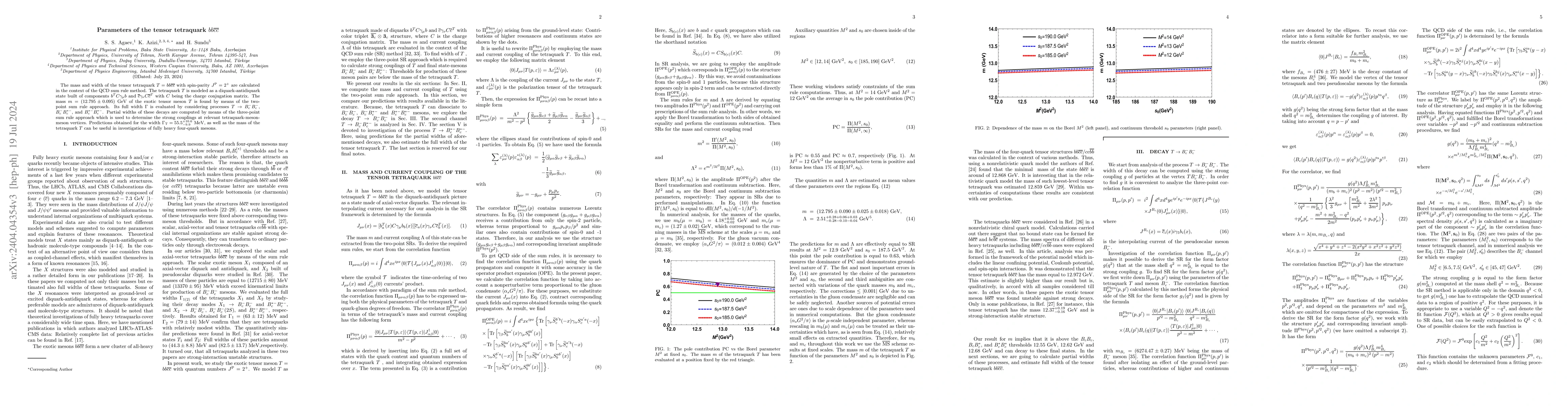 Thumbnail for Parameters of the tensor tetraquark $bb\overline{c}\overline{c}$
