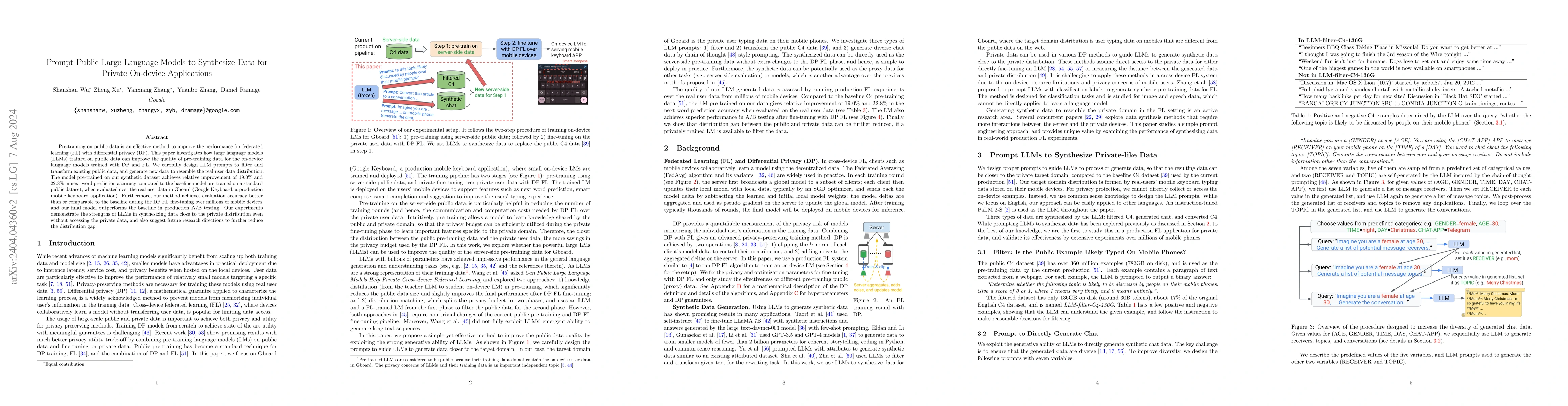 Thumbnail for Prompt Public Large Language Models to Synthesize Data for Private
  On-device Applications