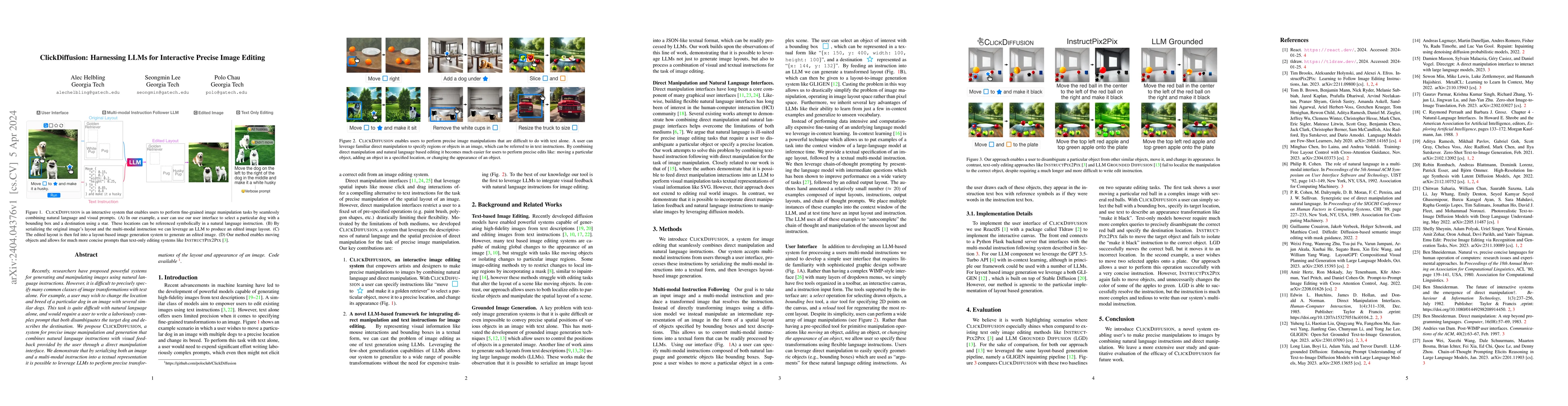 Thumbnail for ClickDiffusion: Harnessing LLMs for Interactive Precise Image Editing