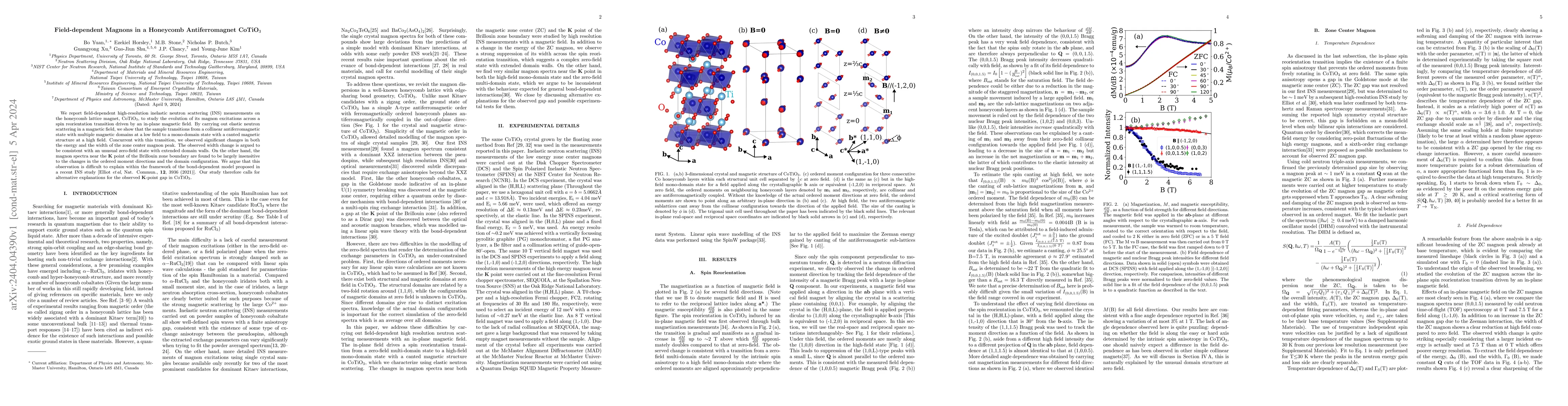 Thumbnail for Field-dependent Magnons in a Honeycomb Antiferromagnet CoTiO$_3$