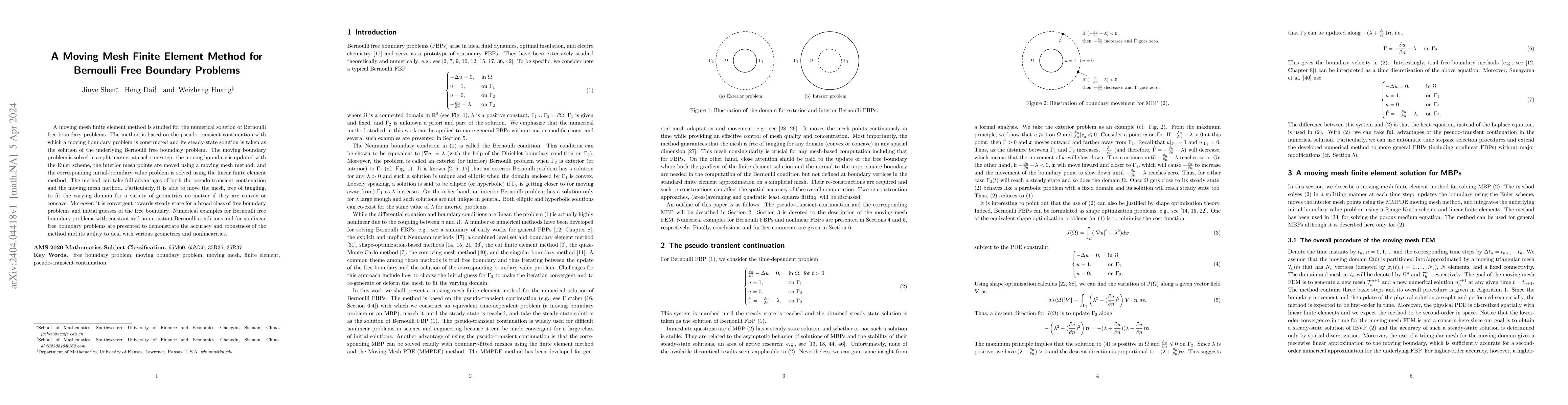 Thumbnail for A moving mesh finite element method for Bernoulli free boundary problems