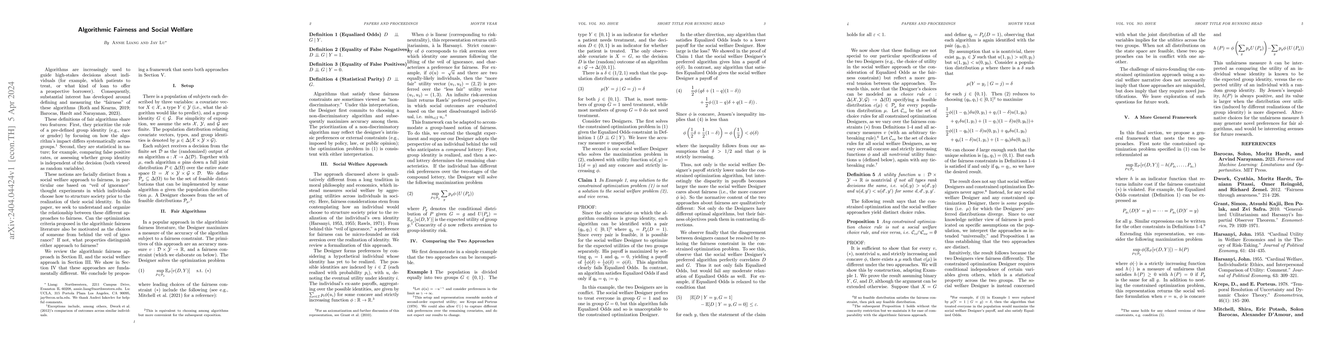 Thumbnail for Algorithmic Fairness and Social Welfare