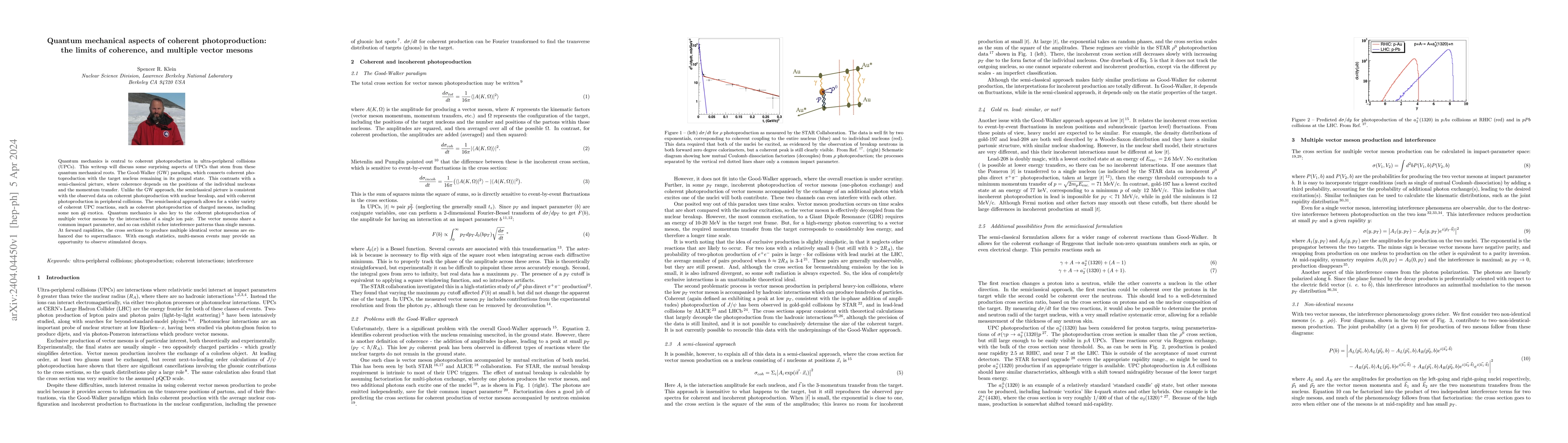 Thumbnail for Quantum mechanical aspects of coherent photoproduction: the limits of
  coherence, and multiple vector mesons