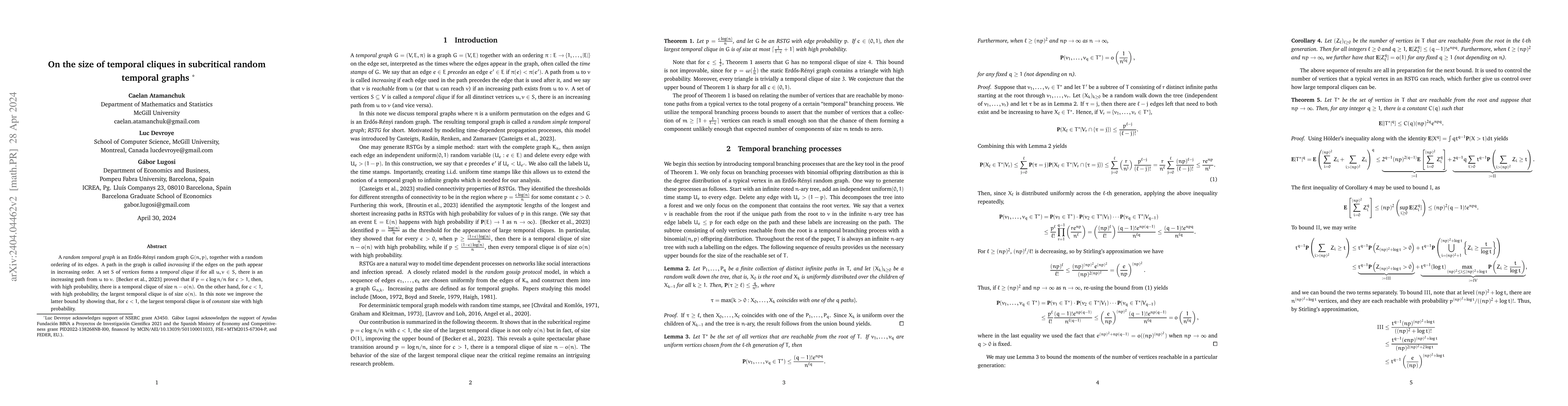 Thumbnail for On the size of temporal cliques in subcritical random temporal graphs