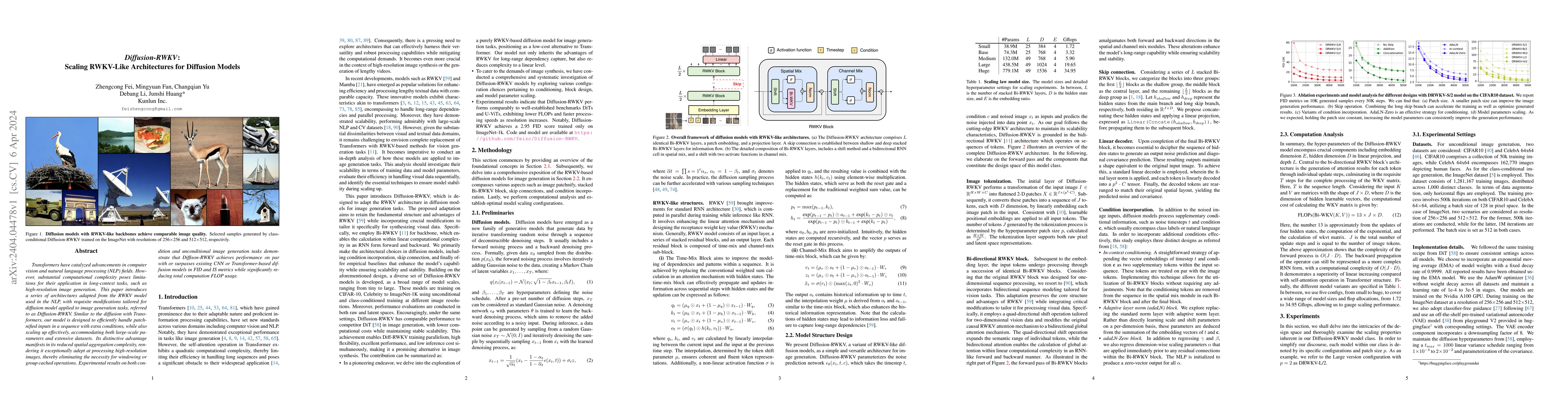 Thumbnail for Diffusion-RWKV: Scaling RWKV-Like Architectures for Diffusion Models