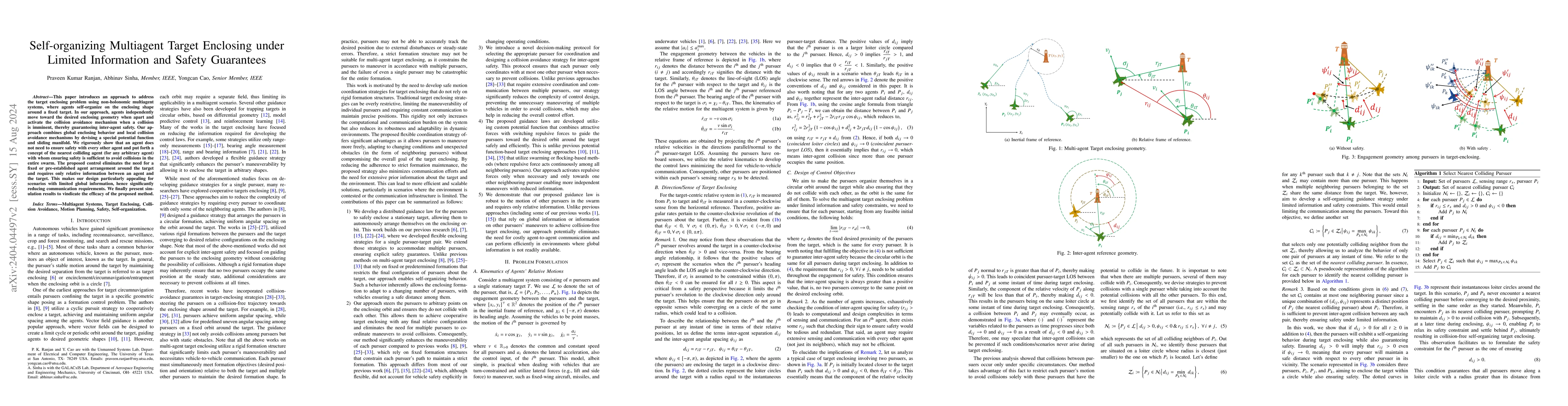 Thumbnail for Self-organizing Multiagent Target Enclosing under Limited Information
  and Safety Guarantees