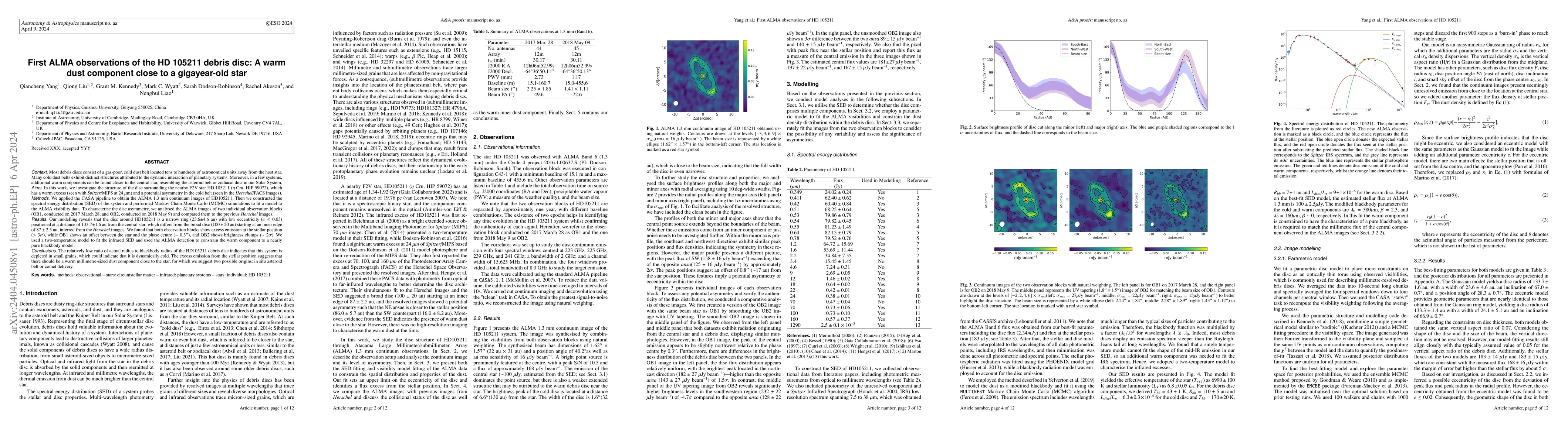Thumbnail for First ALMA observations of the HD 105211 debris disc: A warm dust
  component close to a gigayear-old star