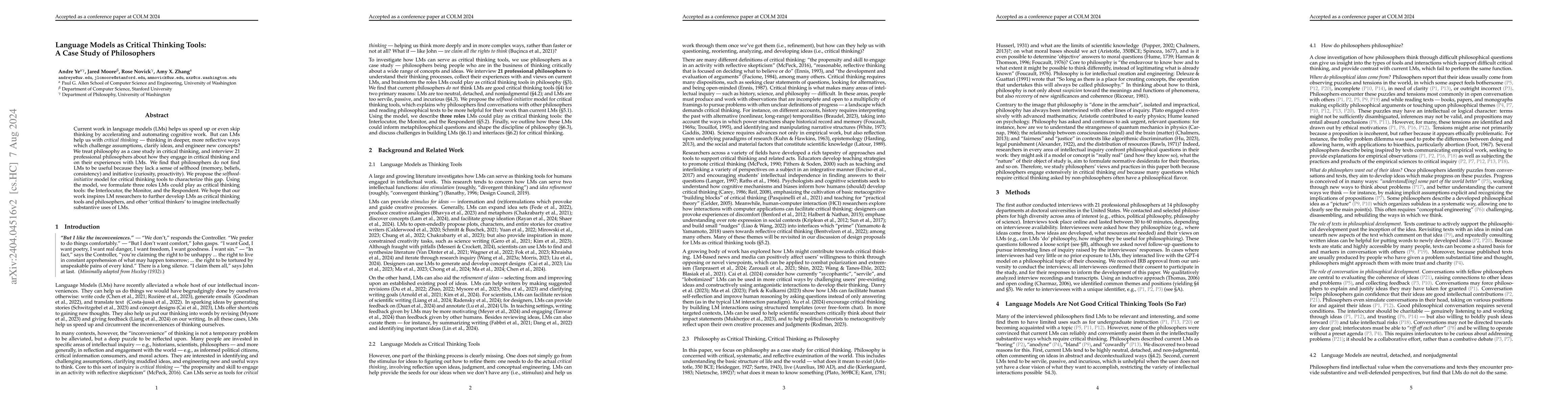 Thumbnail for Language Models as Critical Thinking Tools: A Case Study of Philosophers