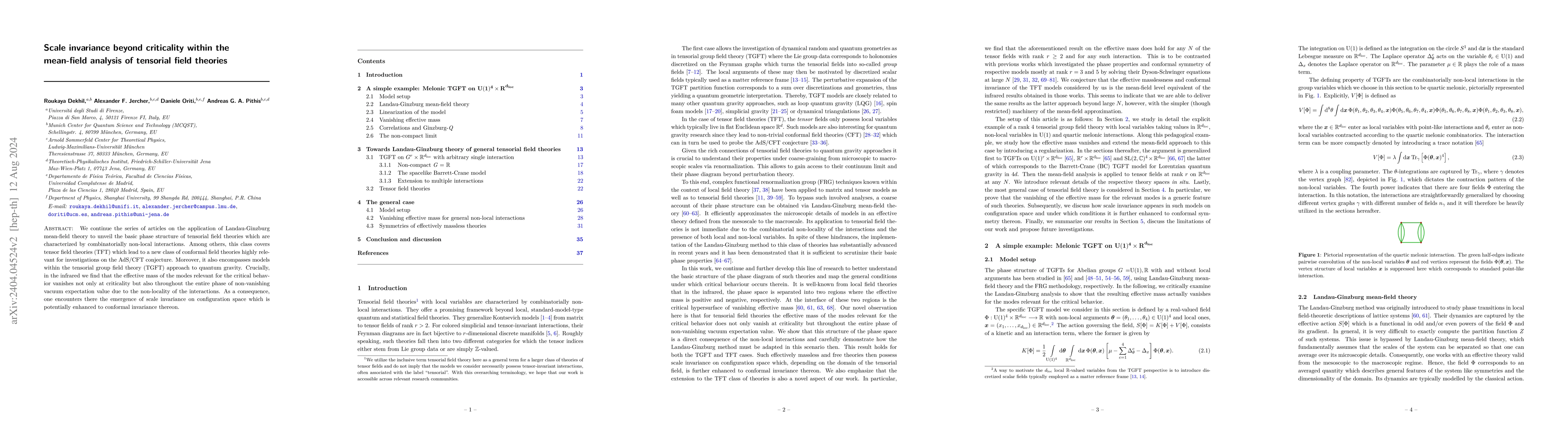 Thumbnail for Scale invariance beyond criticality within the mean-field analysis of
  tensorial field theories