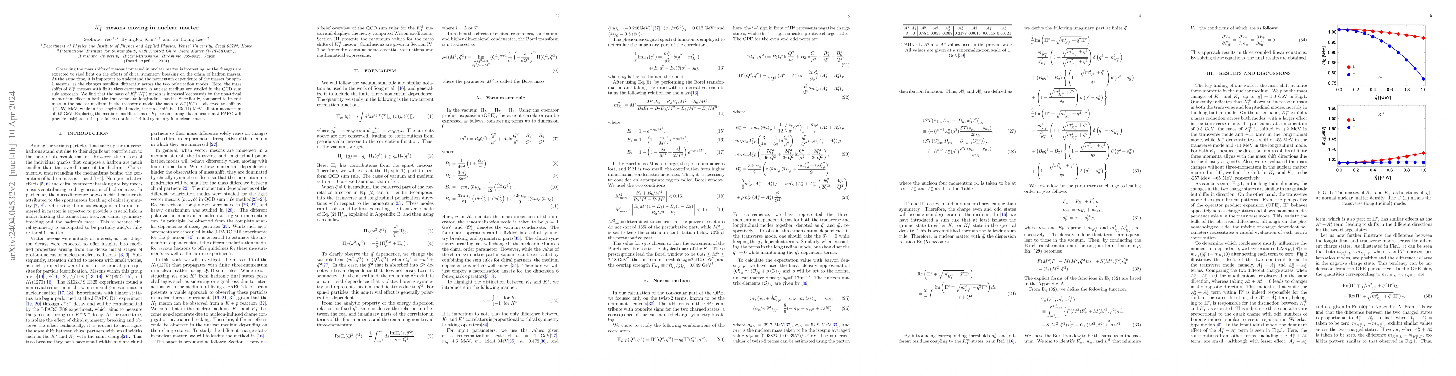 Thumbnail for $K_{1}^{\pm}$ mesons moving in nuclear matter
