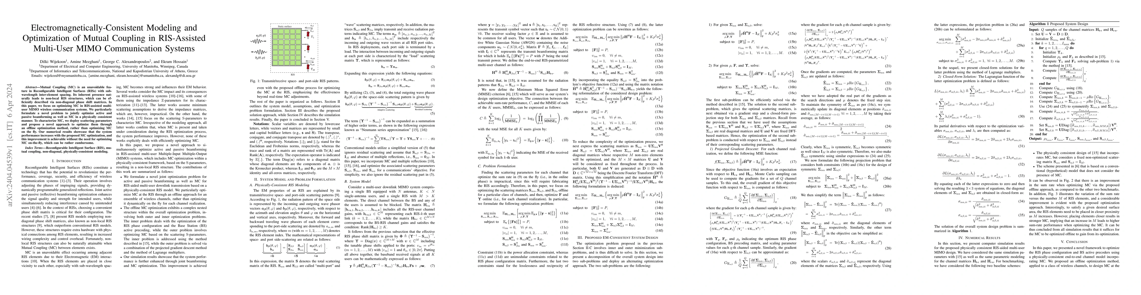 Thumbnail for Electromagnetically-Consistent Modeling and Optimization of Mutual
  Coupling in RIS-Assisted Multi-User MIMO Communication Systems