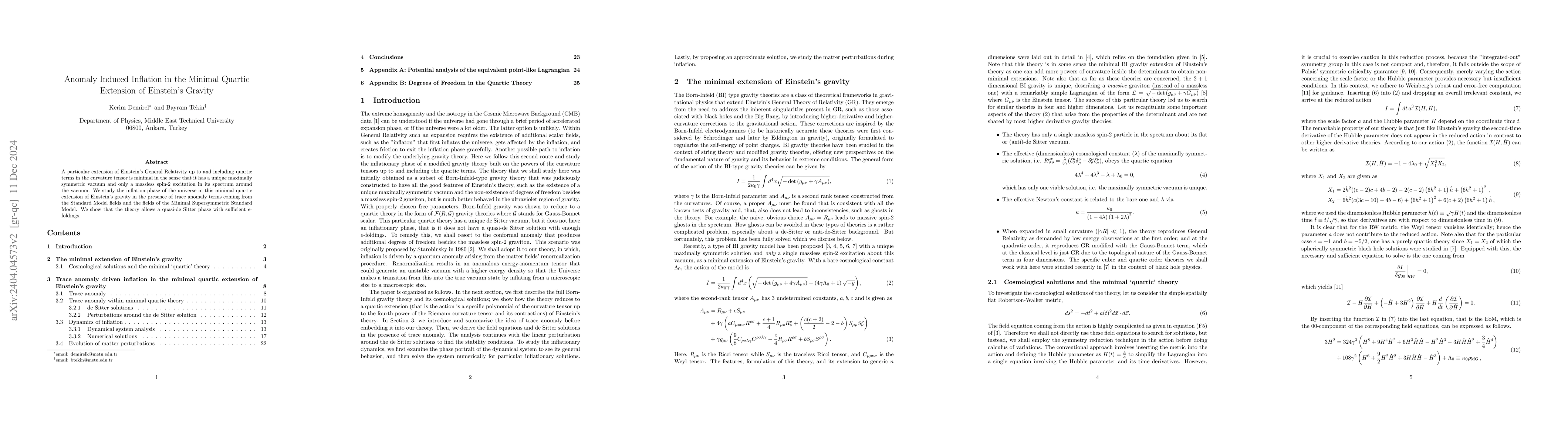 Thumbnail for Anomaly Induced Inflation in the Minimal Quartic Extension of Einstein's
  Gravity