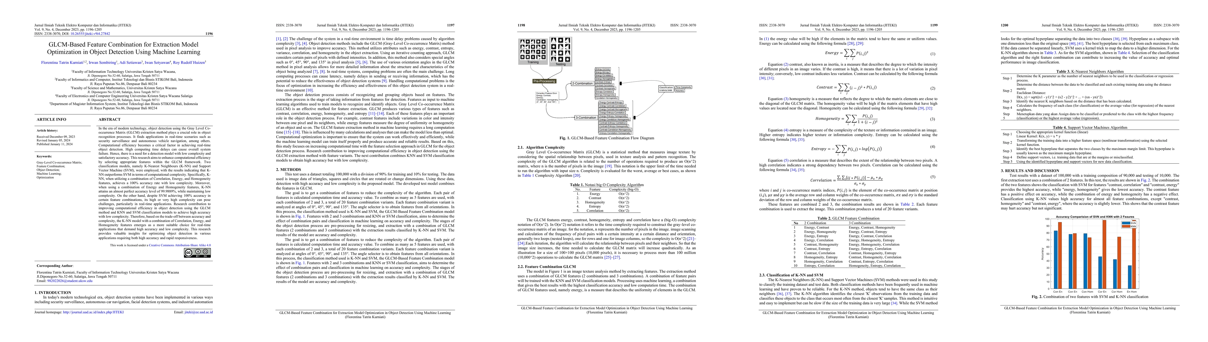 Thumbnail for GLCM-Based Feature Combination for Extraction Model Optimization in
  Object Detection Using Machine Learning