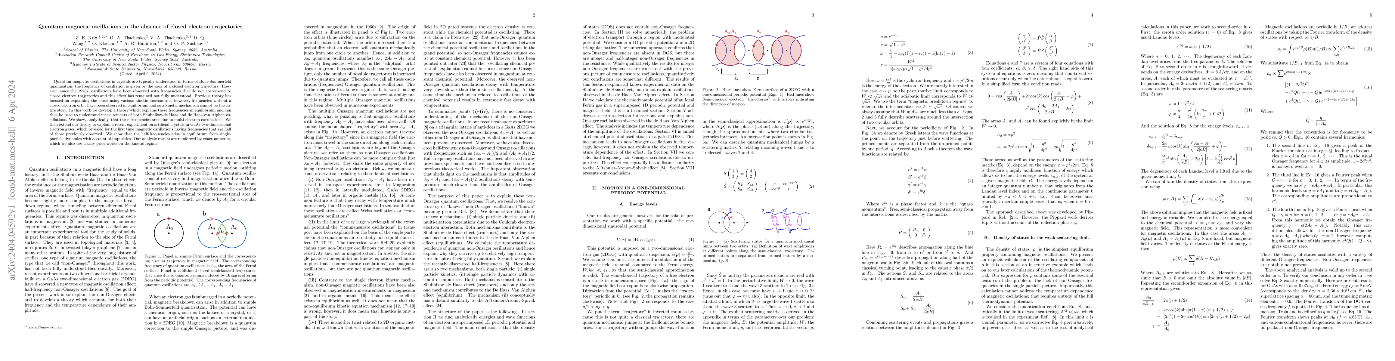 Thumbnail for Quantum magnetic oscillations in the absence of closed electron
  trajectories