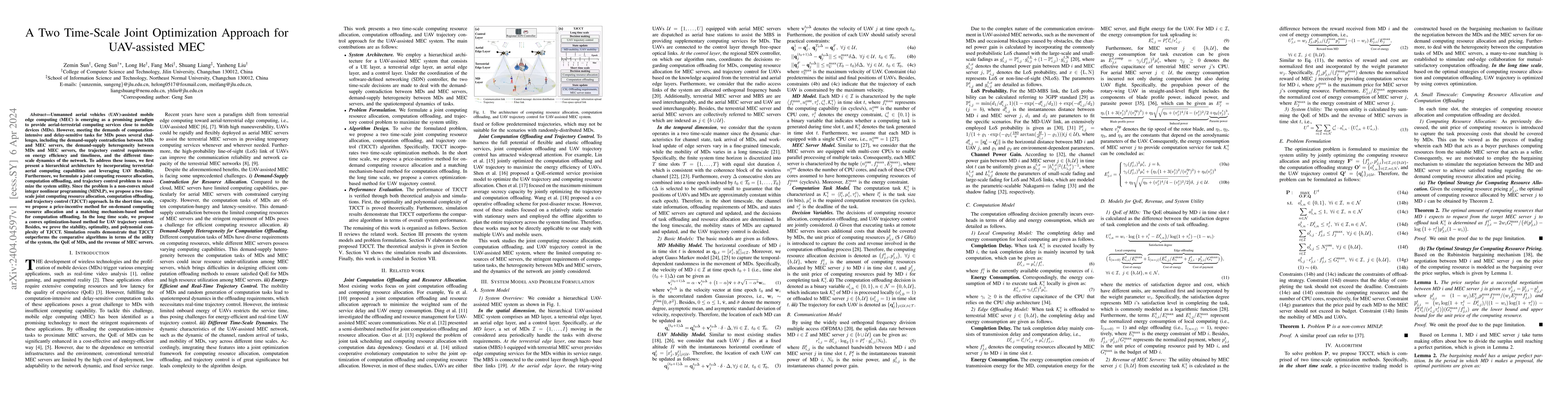 Thumbnail for A Two Time-Scale Joint Optimization Approach for UAV-assisted MEC