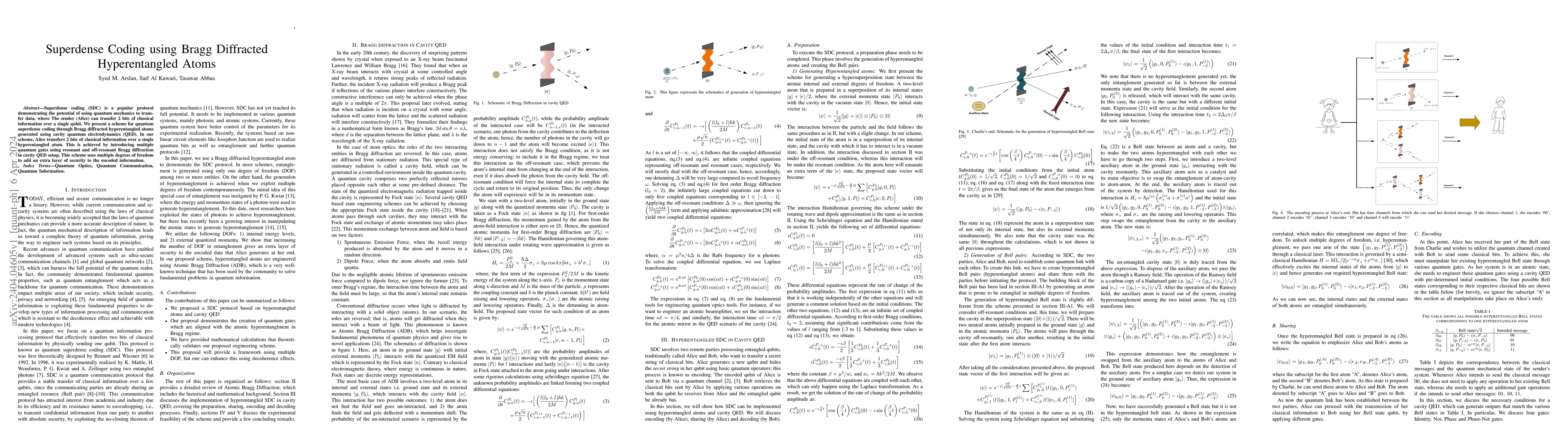 Thumbnail for Superdense Coding using Bragg Diffracted Hyperentangled Atoms