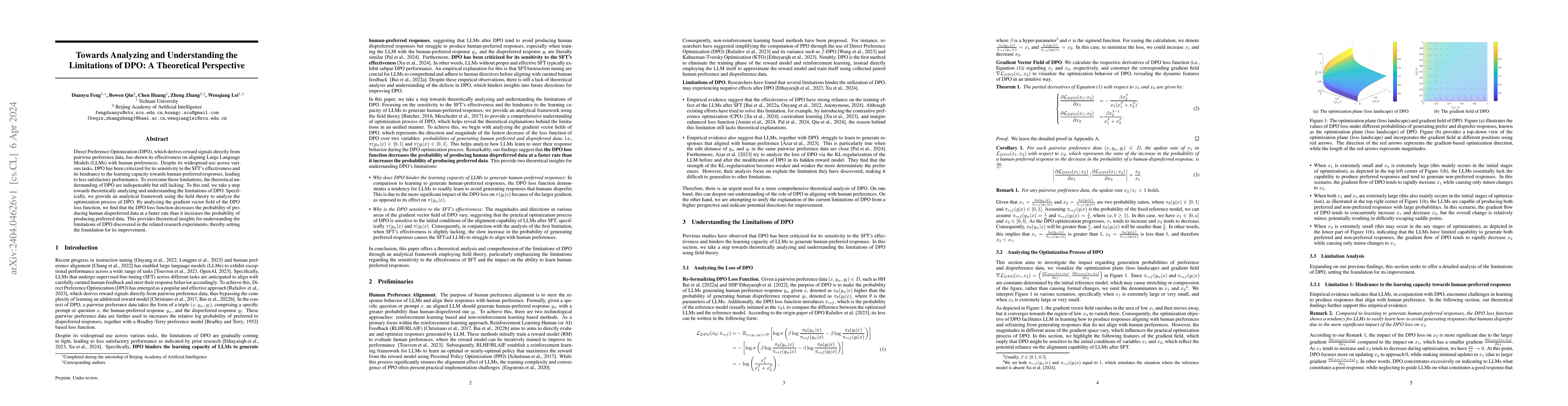 Thumbnail for Towards Analyzing and Understanding the Limitations of DPO: A
  Theoretical Perspective