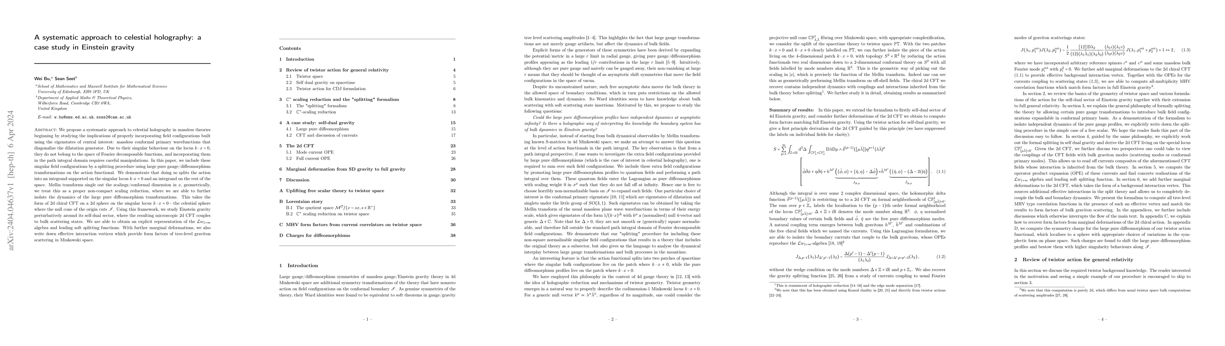 Thumbnail for A systematic approach to celestial holography: a case study in Einstein
  gravity