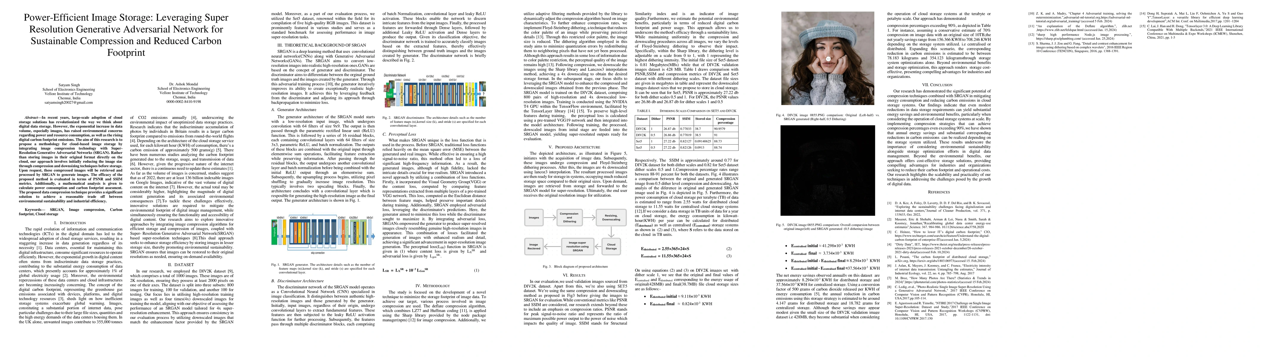 Thumbnail for Power-Efficient Image Storage: Leveraging Super Resolution Generative
  Adversarial Network for Sustainable Compression and Reduced Carbon Footprint