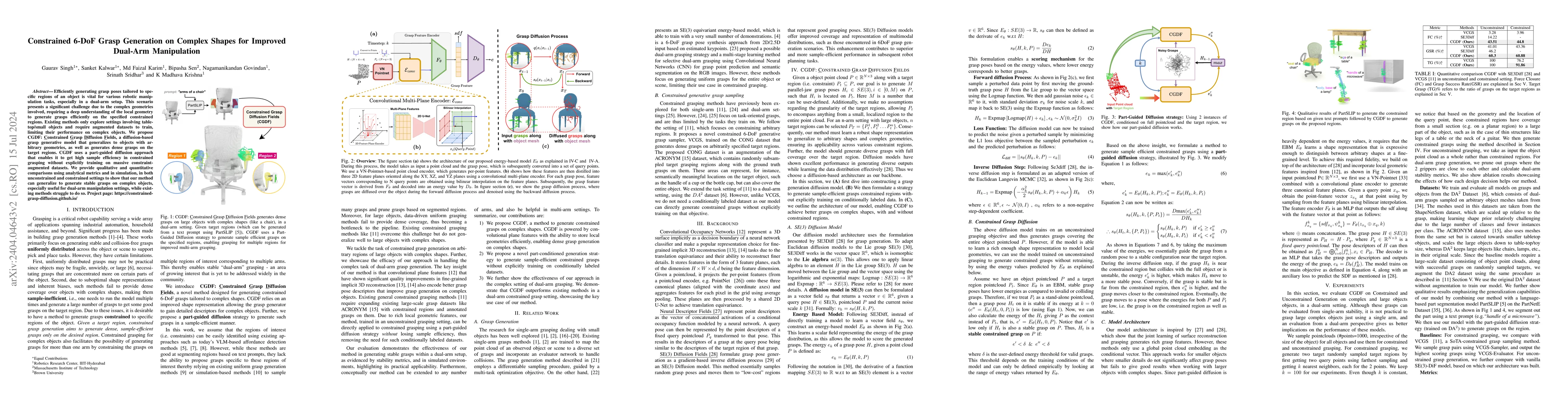 Thumbnail for Constrained 6-DoF Grasp Generation on Complex Shapes for Improved
  Dual-Arm Manipulation