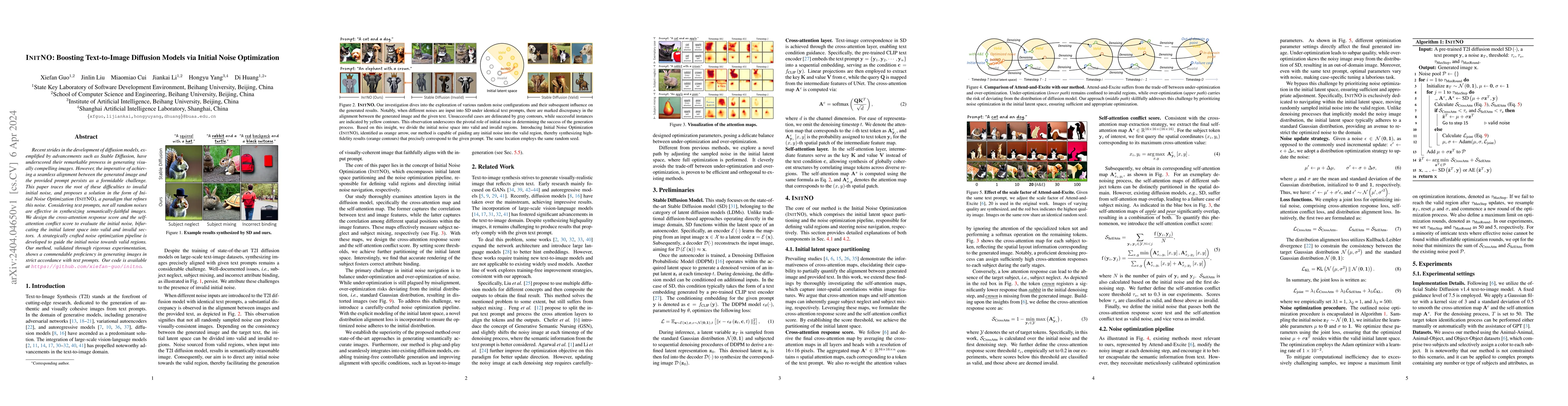 Thumbnail for InitNO: Boosting Text-to-Image Diffusion Models via Initial Noise
  Optimization