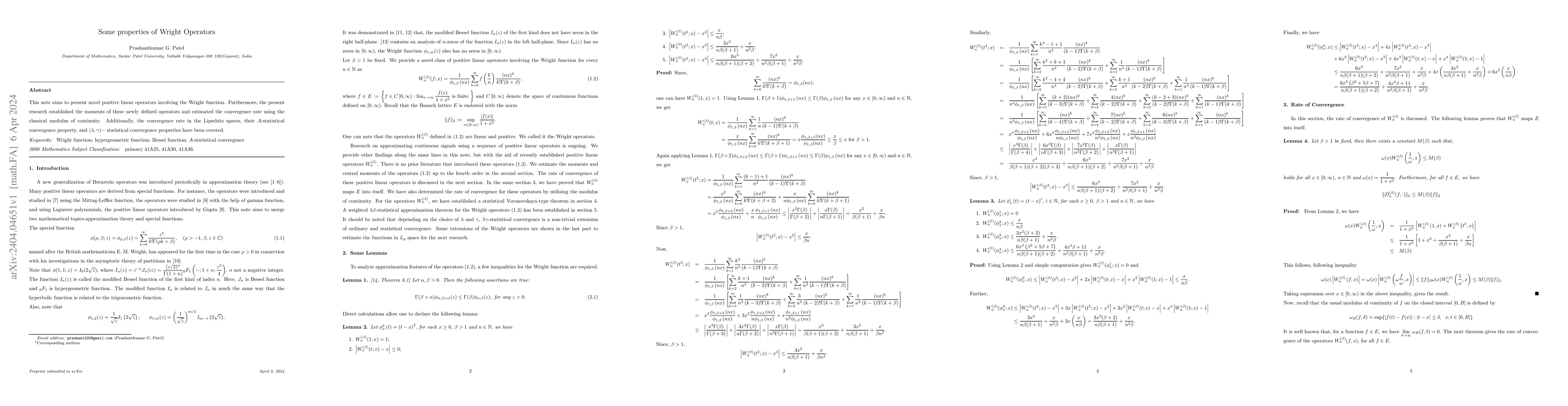 Thumbnail for Some properties of Wright Operators