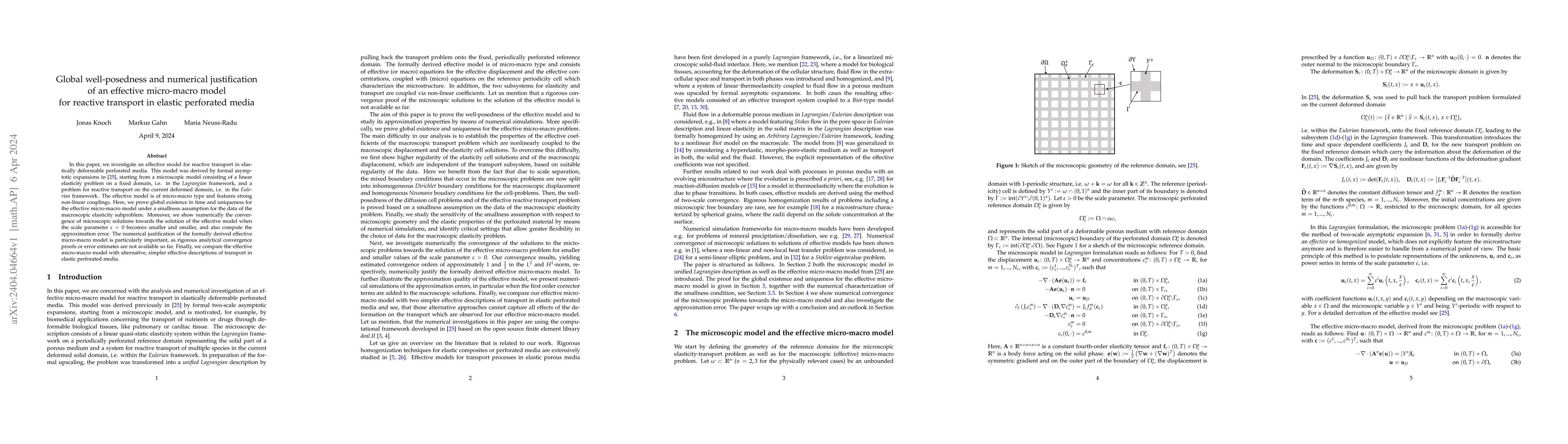 Thumbnail for Global well-posedness and numerical justification of an effective
  micro-macro model for reactive transport in elastic perforated media