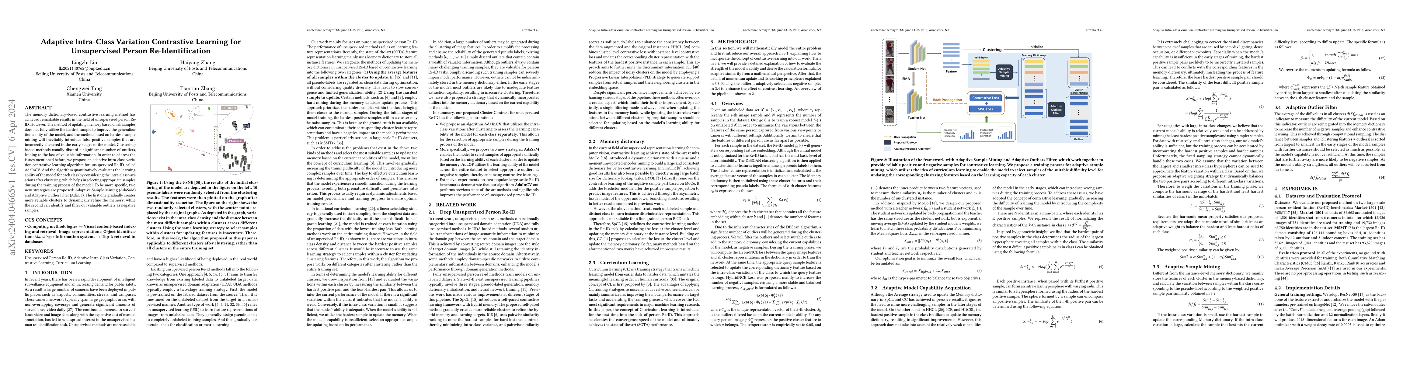 Thumbnail for Adaptive Intra-Class Variation Contrastive Learning for Unsupervised
  Person Re-Identification