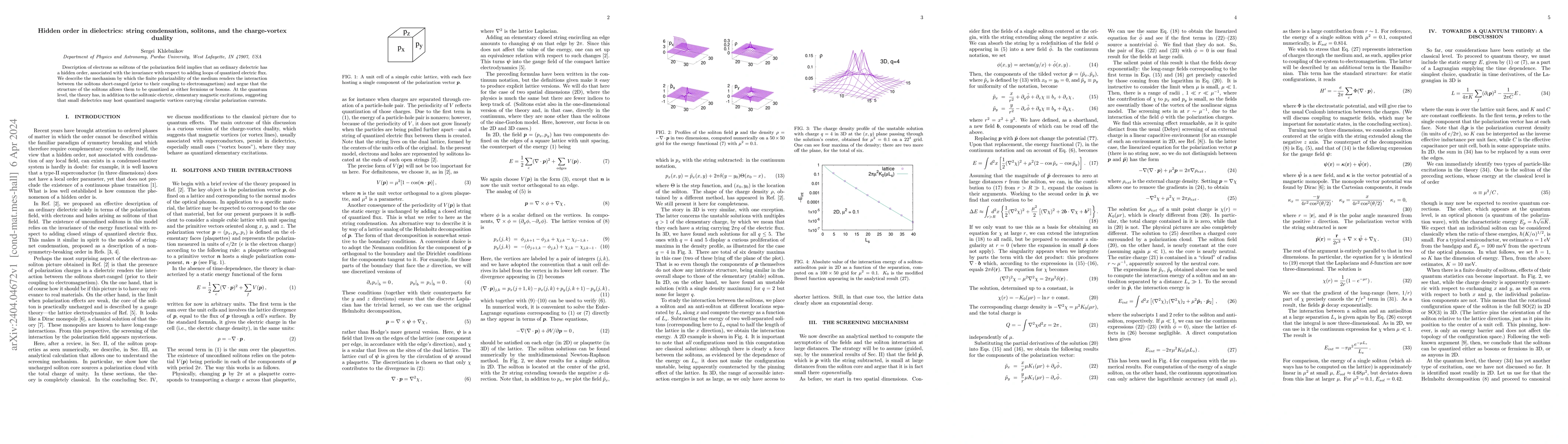 Thumbnail for Hidden order in dielectrics: string condensation, solitons, and the
  charge-vortex duality