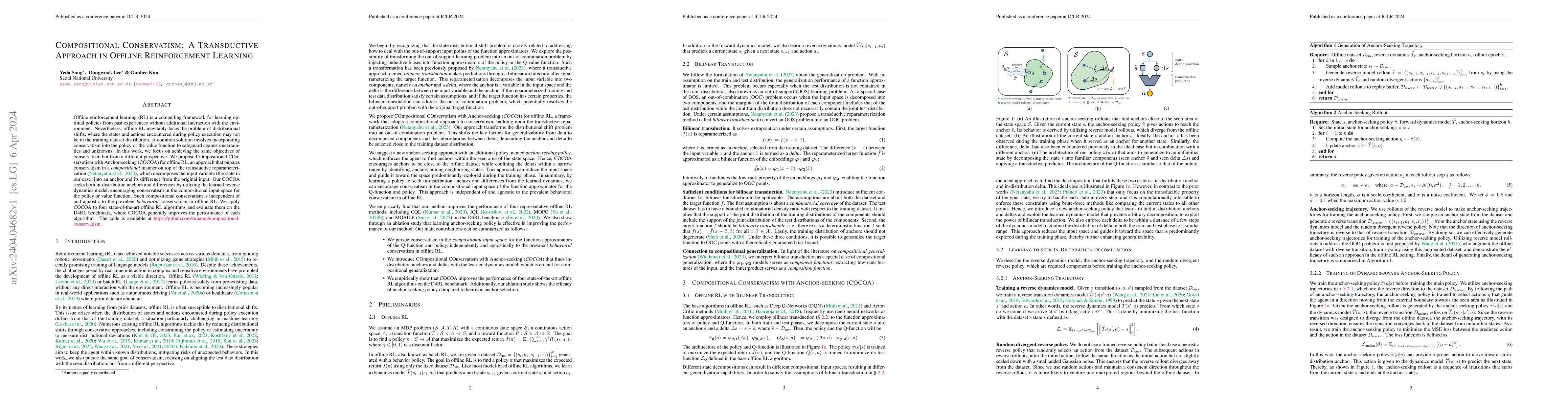 Thumbnail for Compositional Conservatism: A Transductive Approach in Offline
  Reinforcement Learning
