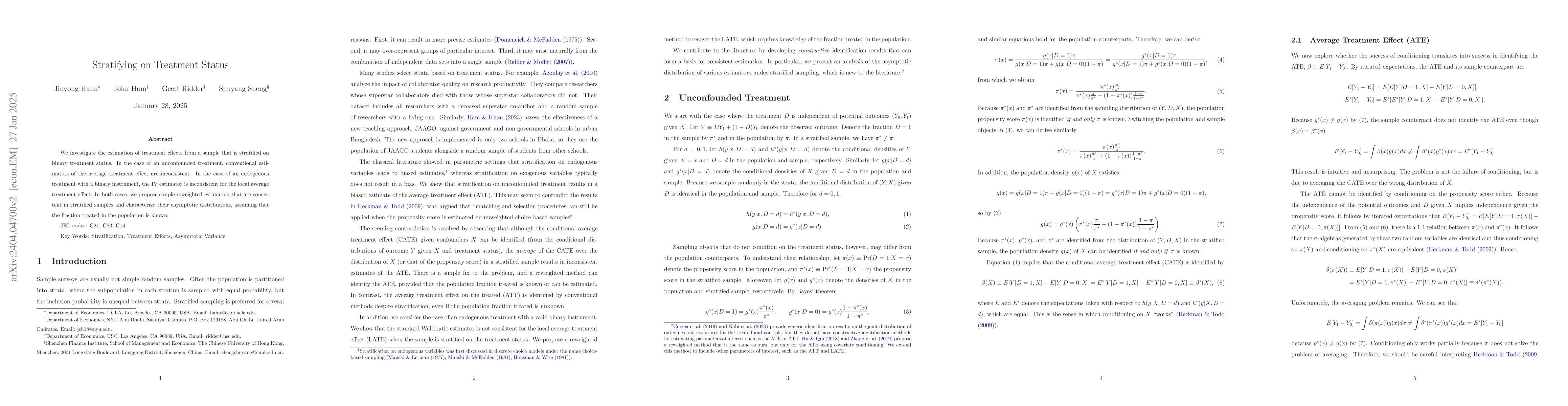 Thumbnail for Stratifying on Treatment Status