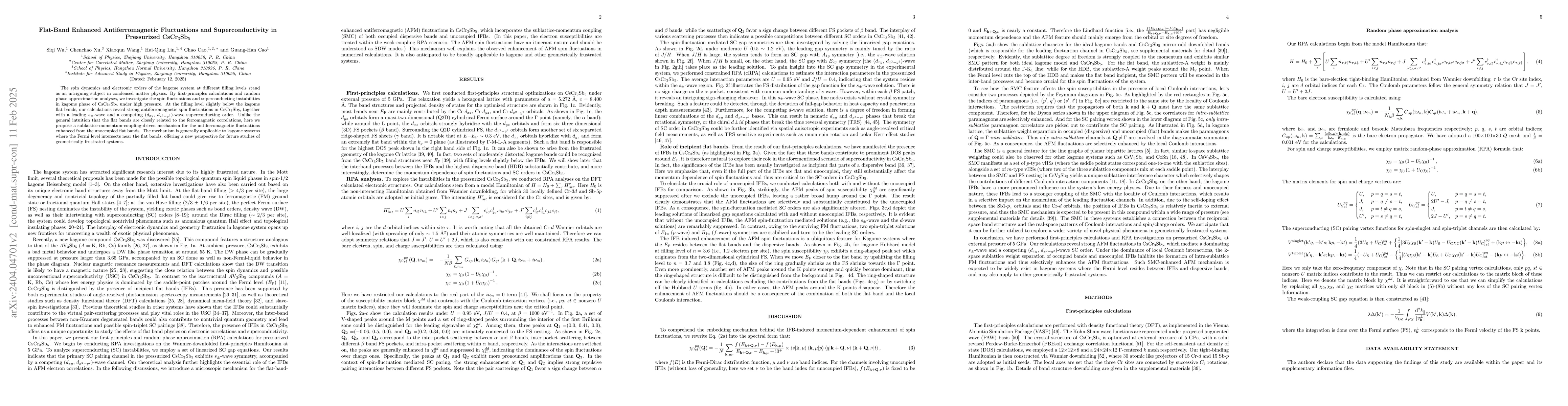 Thumbnail for Flat-Band Enhanced Antiferromagnetic Fluctuations and Unconventional
  Superconductivity in Pressurized CsCr$_3$Sb$_5$