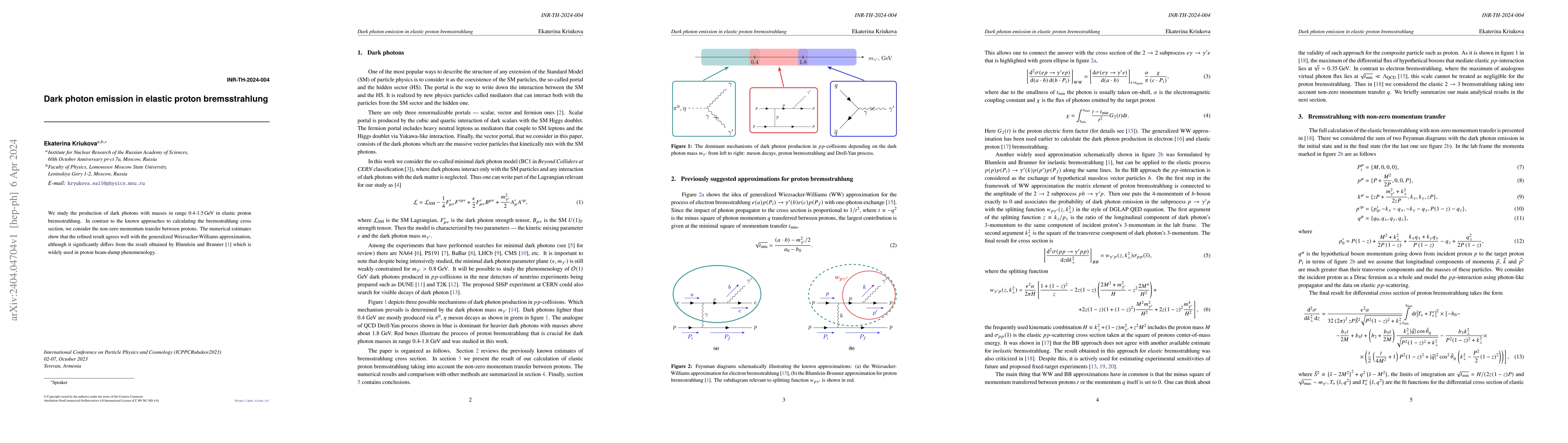 Thumbnail for Dark photon emission in elastic proton bremsstrahlung