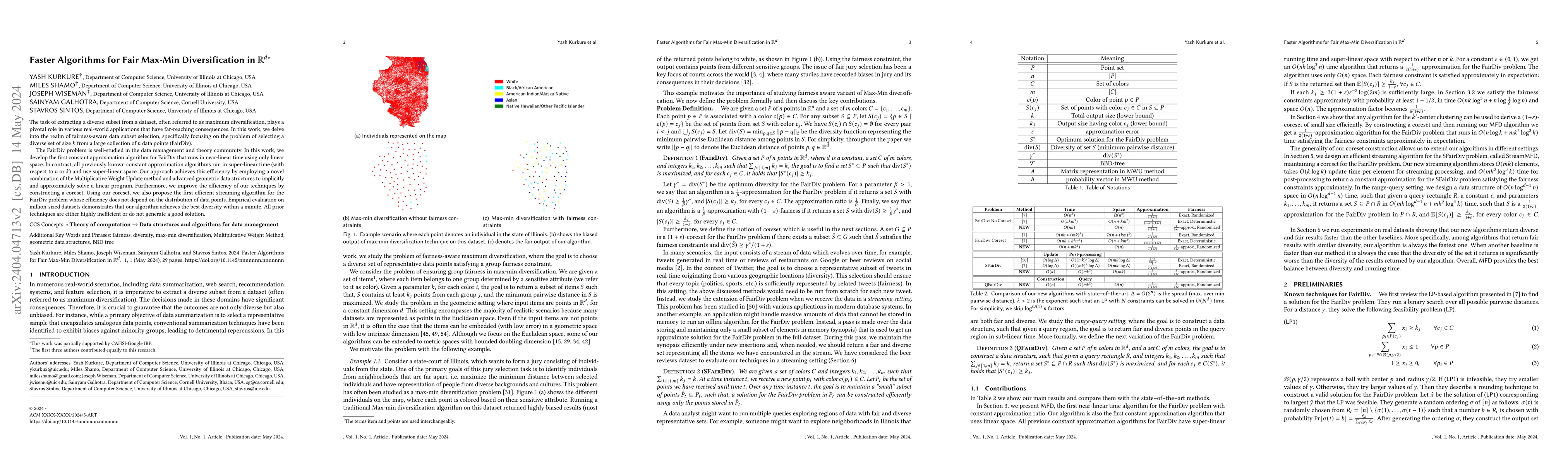 Thumbnail for Faster Algorithms for Fair Max-Min Diversification in $\mathbb{R}^d$
