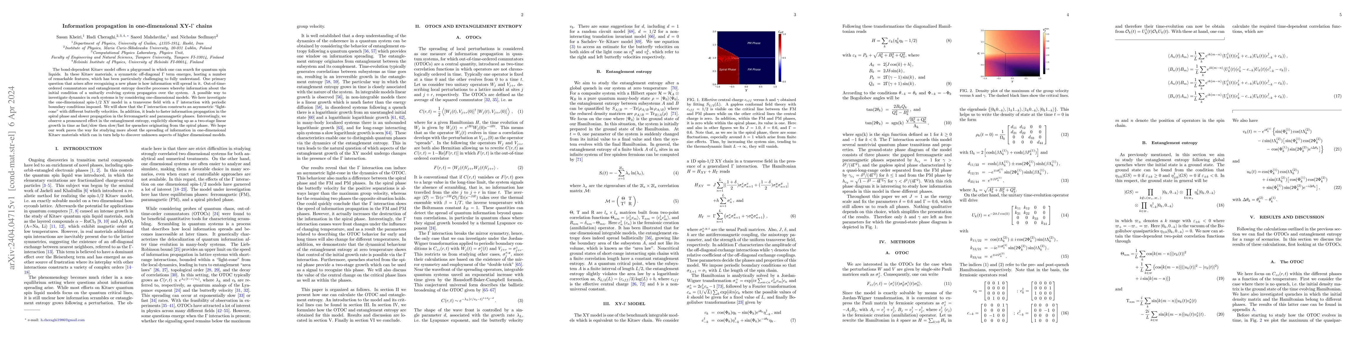 Thumbnail for Information propagation in one-dimensional XY-$\Gamma$ chains