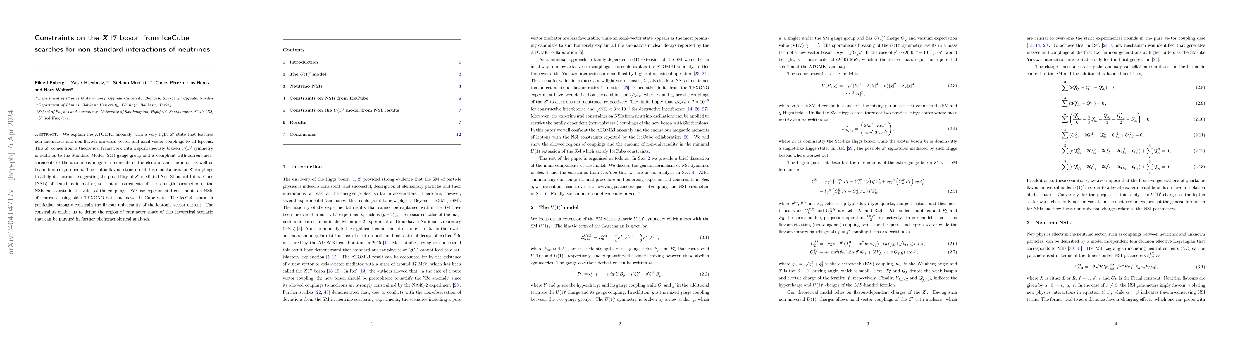 Thumbnail for Constraints on the $X17$ boson from IceCube searches for non-standard
  interactions of neutrinos