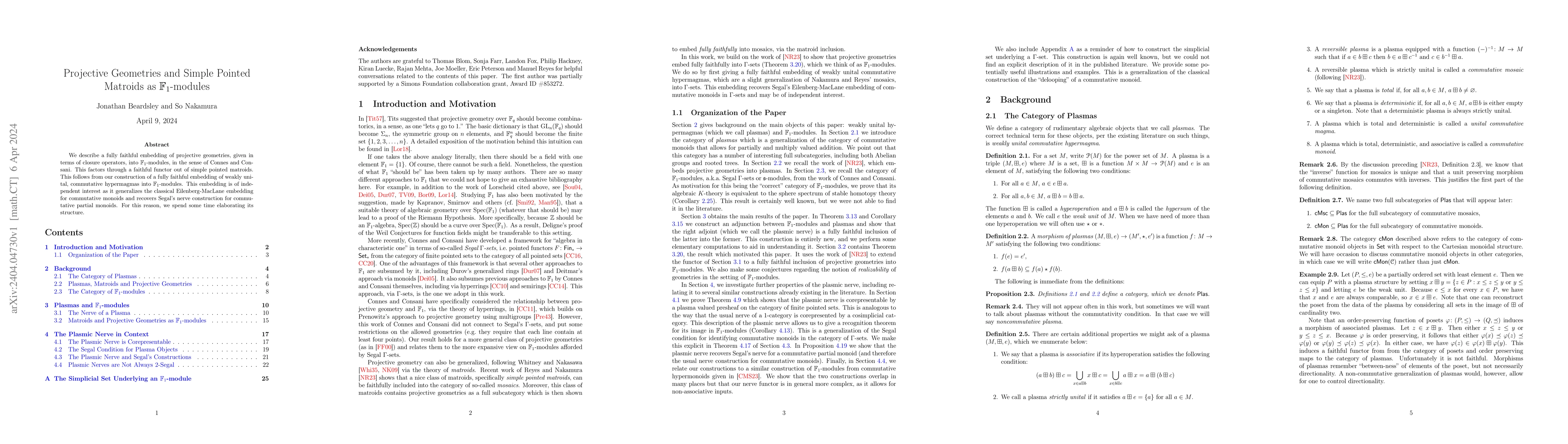 Thumbnail for Projective Geometries and Simple Pointed Matroids as
  $\mathbb{F}_1$-modules