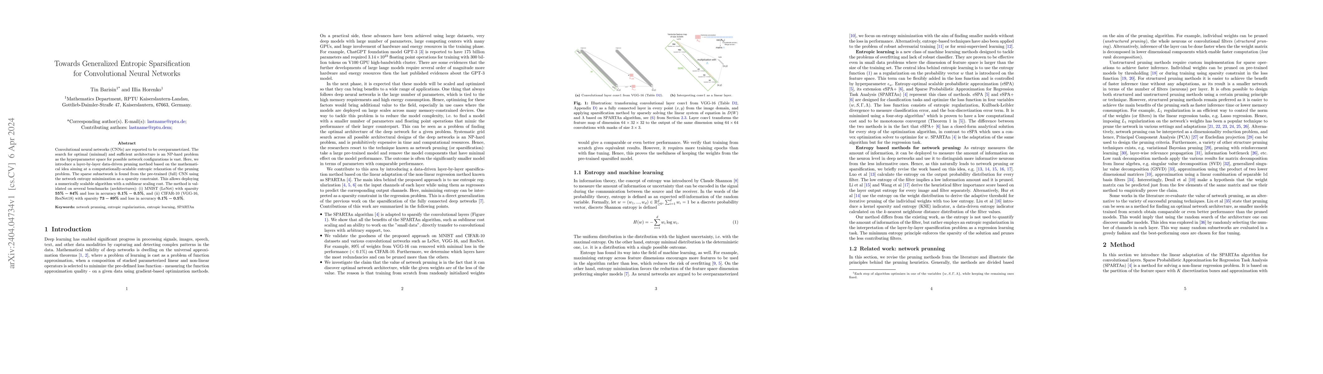 Thumbnail for Towards Generalized Entropic Sparsification for Convolutional Neural
  Networks
