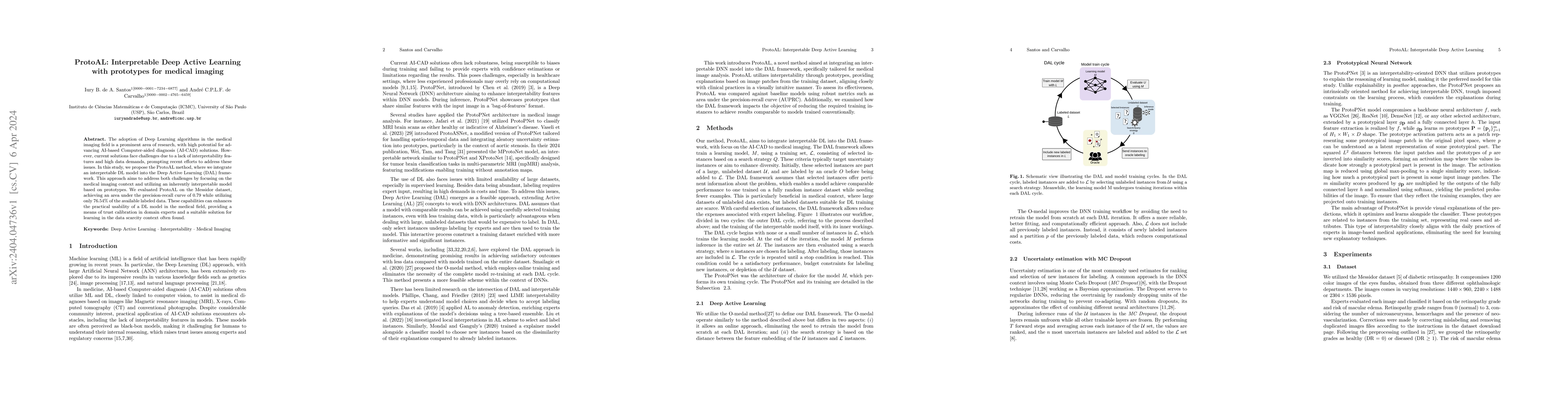 Thumbnail for ProtoAL: Interpretable Deep Active Learning with prototypes for medical
  imaging