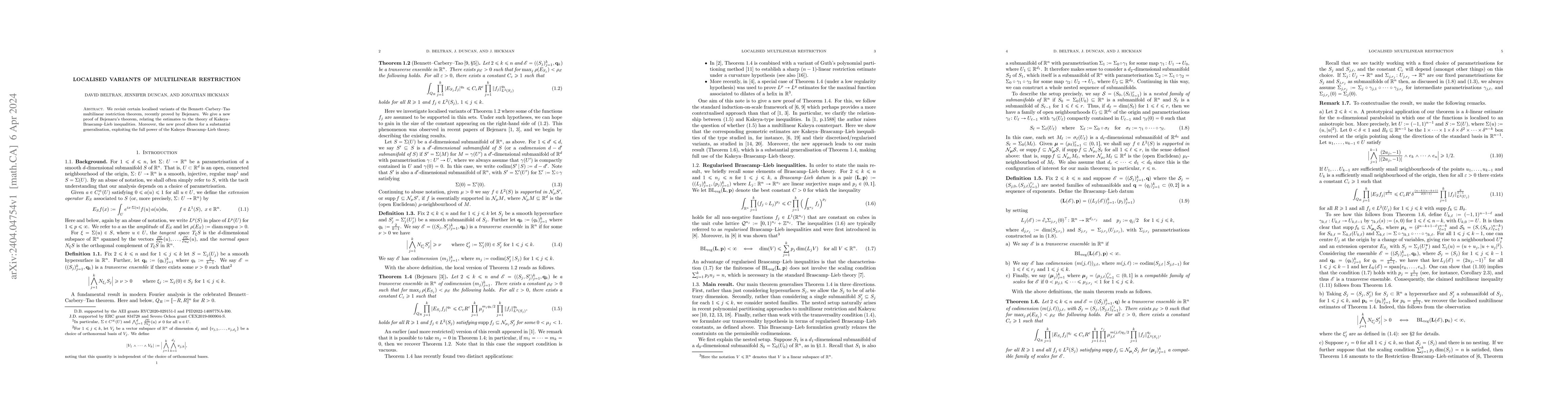 Thumbnail for Localised variants of multilinear restriction