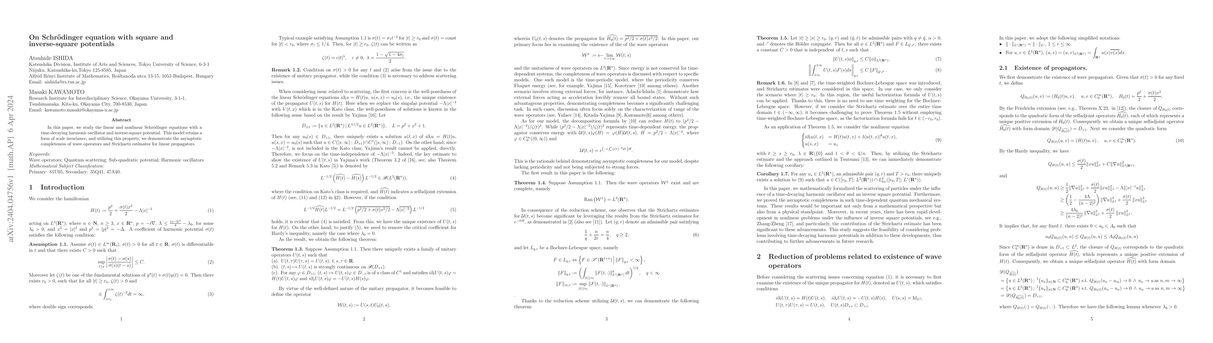 Thumbnail for On Schr\"odinger equation with square and inverse-square potentials