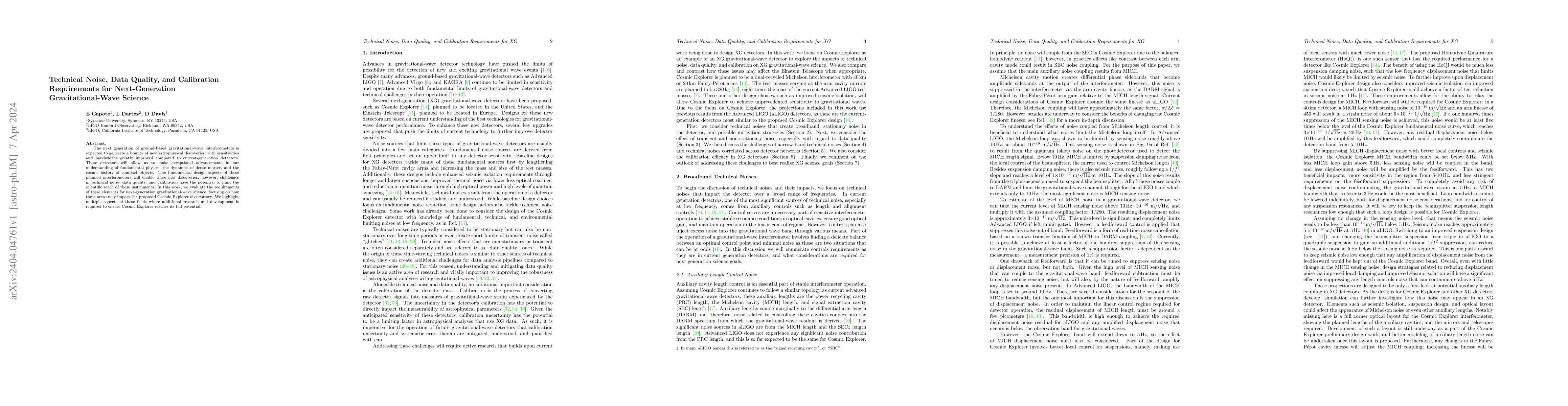 Thumbnail for Technical Noise, Data Quality, and Calibration Requirements for
  Next-Generation Gravitational-Wave Science