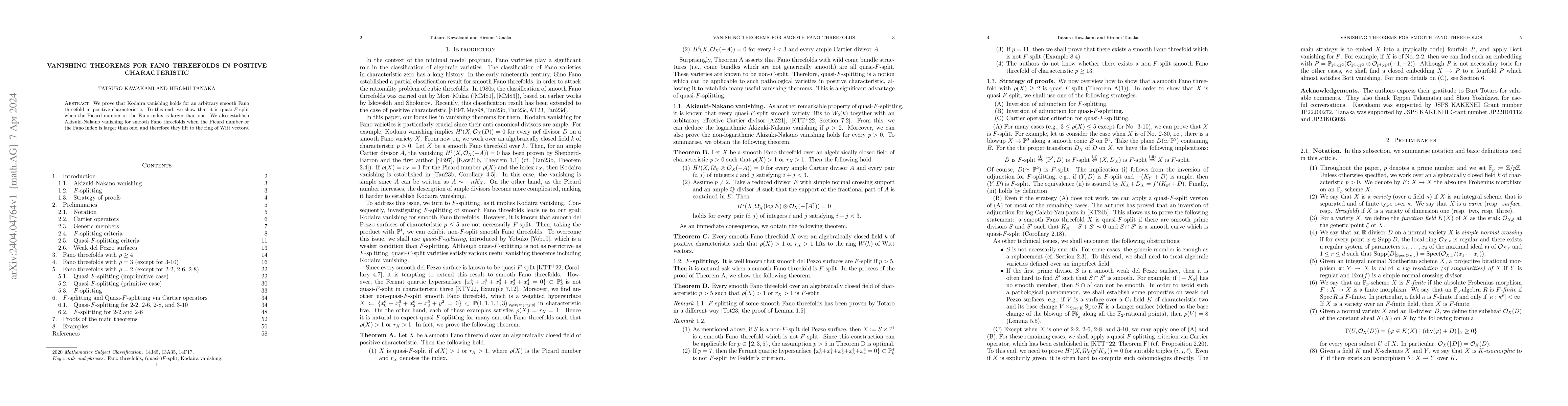 Thumbnail for Vanishing theorems for Fano threefolds in positive characteristic