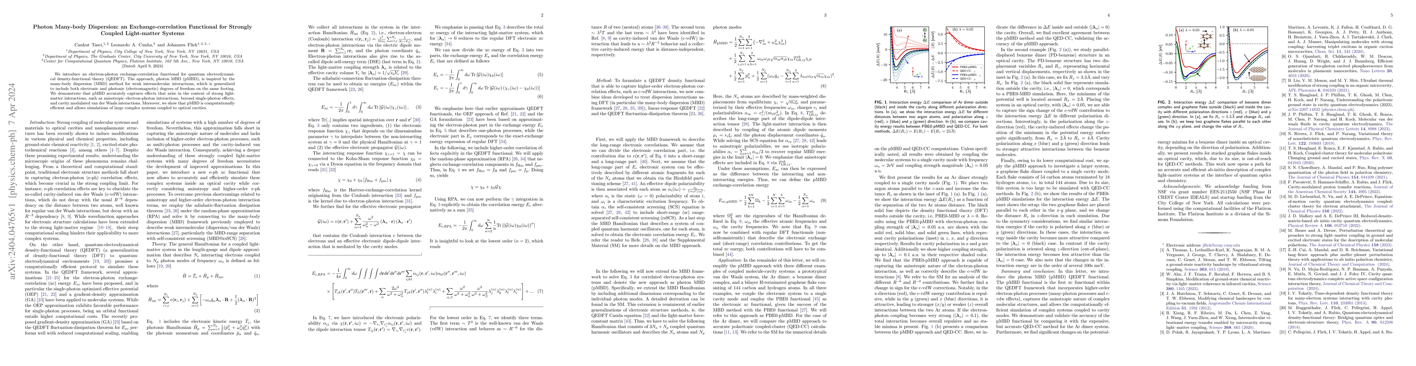 Thumbnail for Photon Many-body Dispersion: an Exchange-correlation Functional for
  Strongly Coupled Light-matter Systems