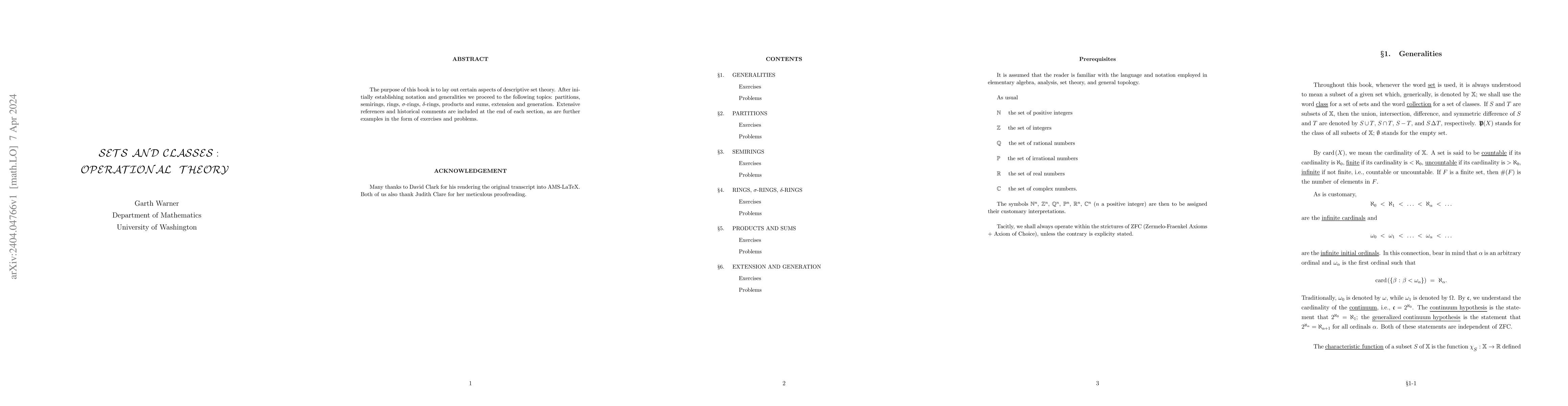 Thumbnail for Sets and Classes: Operational Theory