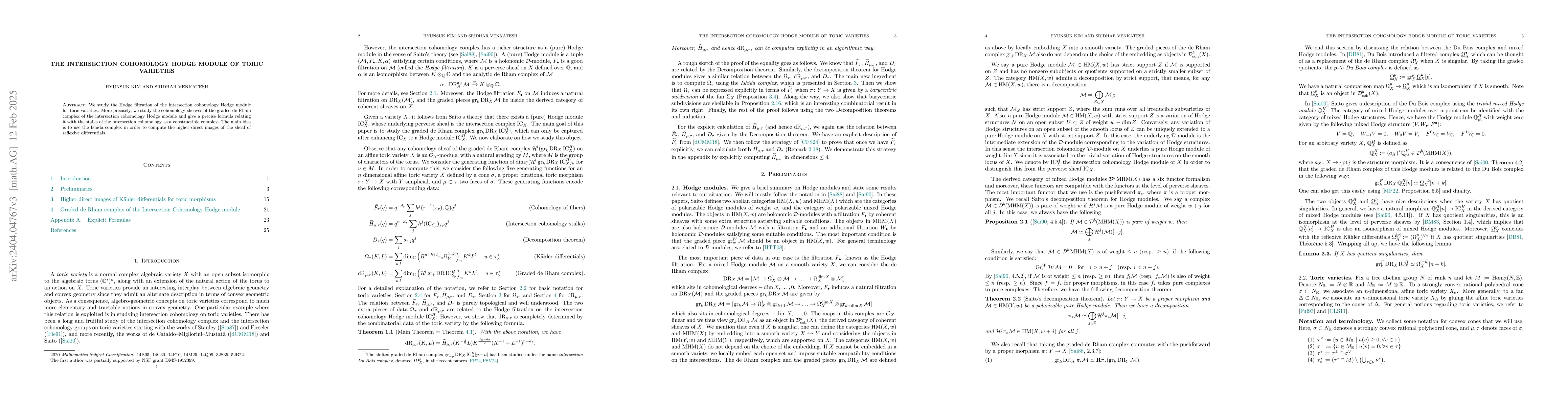 Thumbnail for The intersection cohomology Hodge module of toric varieties