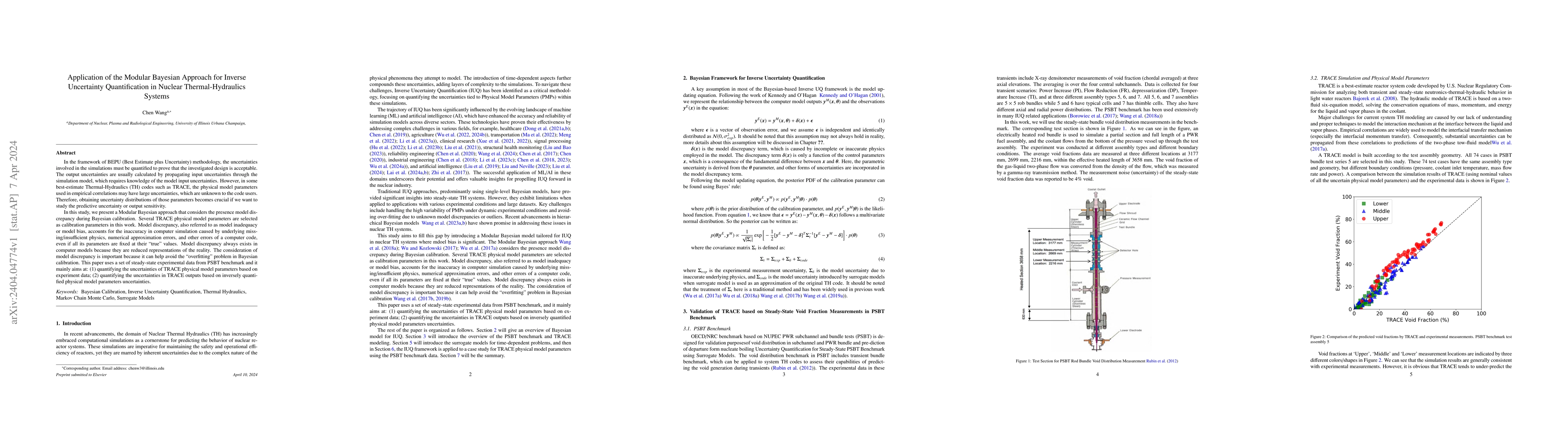 Thumbnail for Application of the Modular Bayesian Approach for Inverse Uncertainty
  Quantification in Nuclear Thermal-Hydraulics Systems