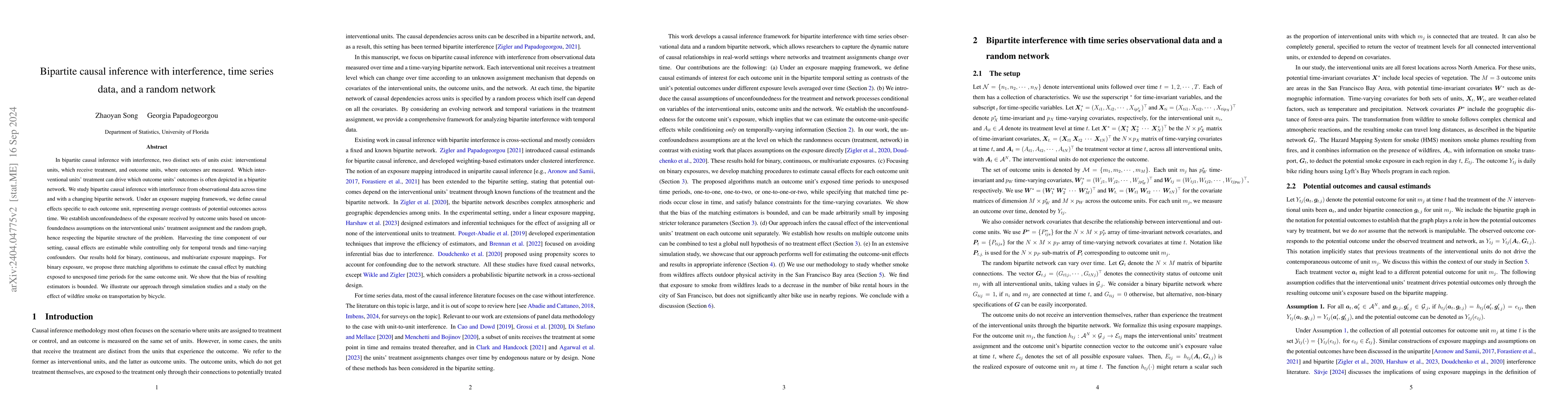 Thumbnail for Bipartite causal inference with interference, time series data, and a
  random network