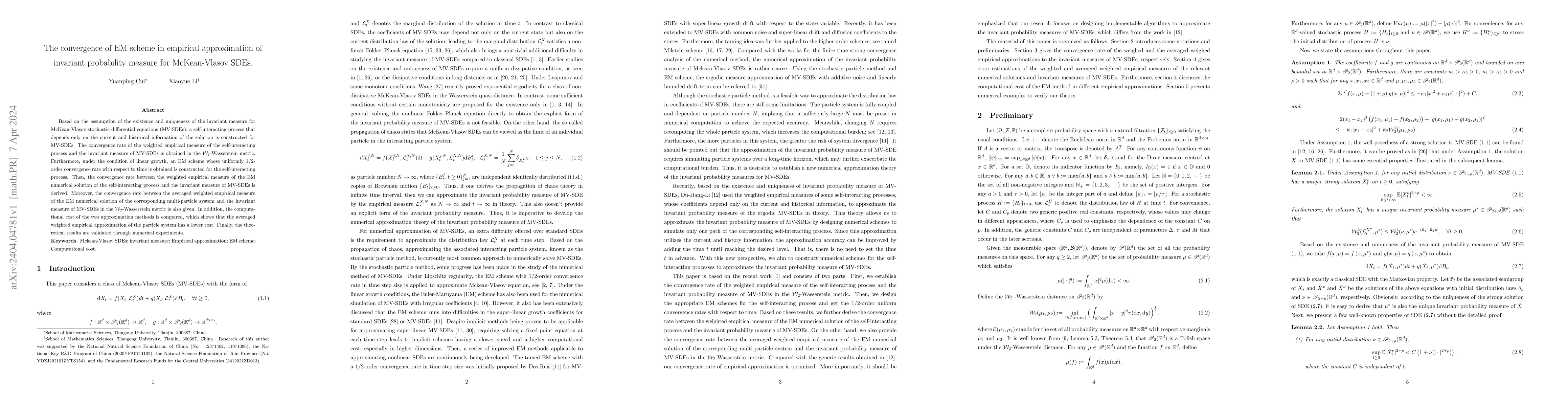 Thumbnail for The convergence of the EM scheme in empirical approximation of invariant
  probability measure for McKean-Vlasov SDEs
