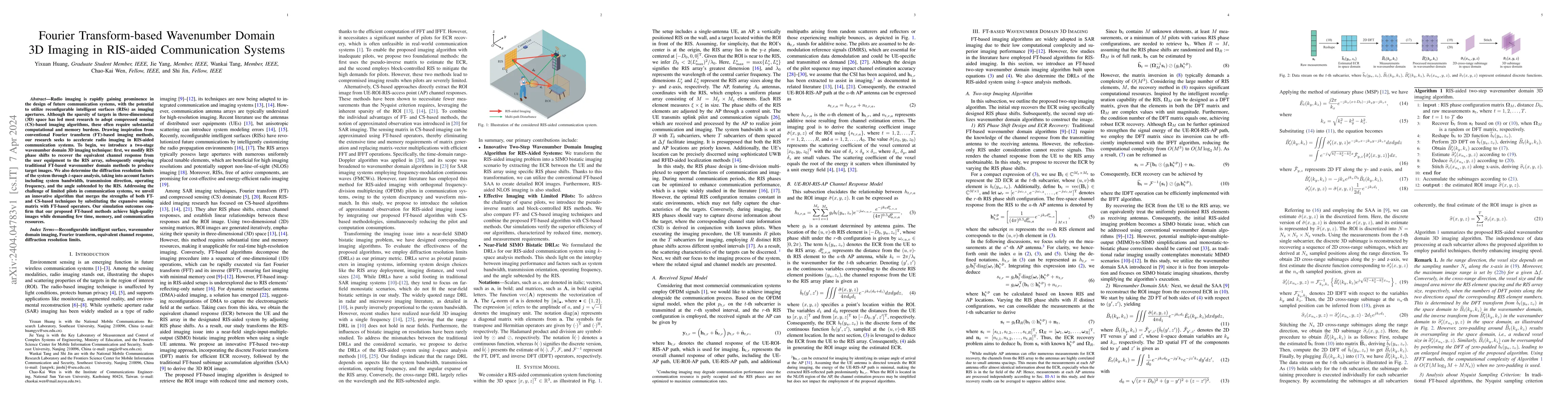 Thumbnail for Fourier Transform-based Wavenumber Domain 3D Imaging in RIS-aided
  Communication Systems